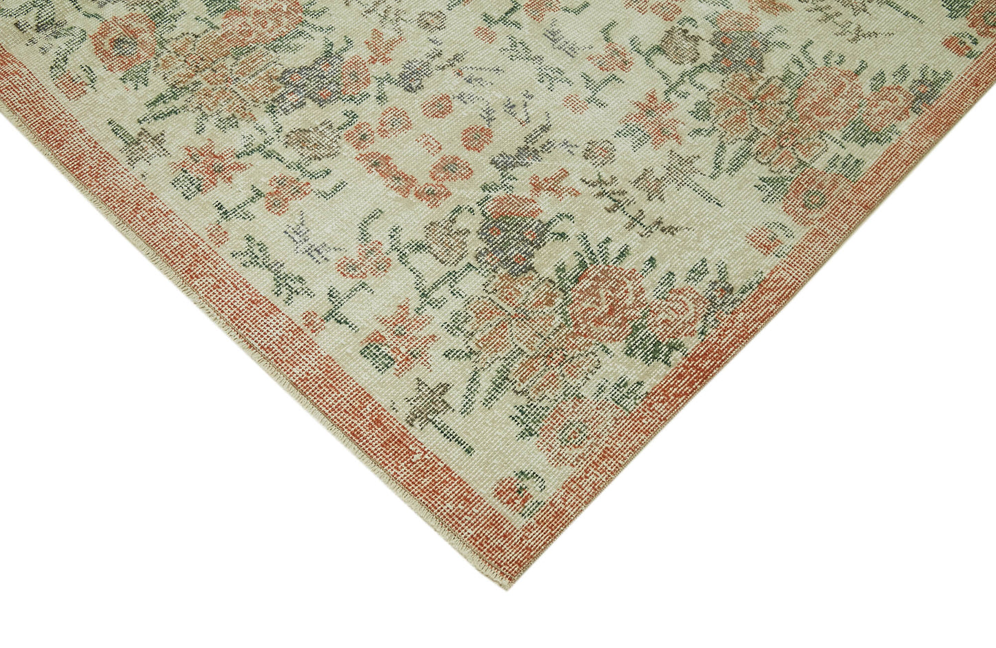 6x9 Beige Turkish Vintage Area Rug - 42075