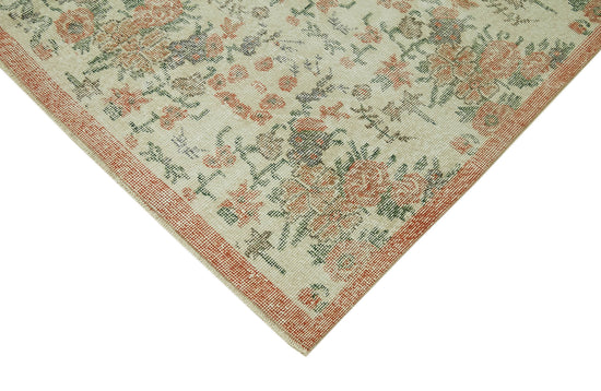 6x9 Beige Turkish Vintage Area Rug - 42075