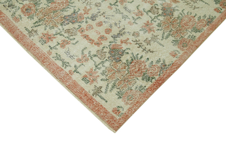 6x9 Beige Turkish Vintage Area Rug - 42075