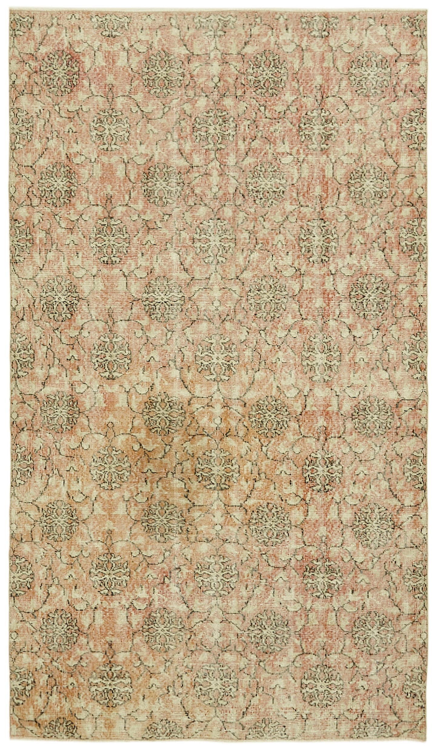 5x8 Beige Turkish Vintage Area Rug - 42076