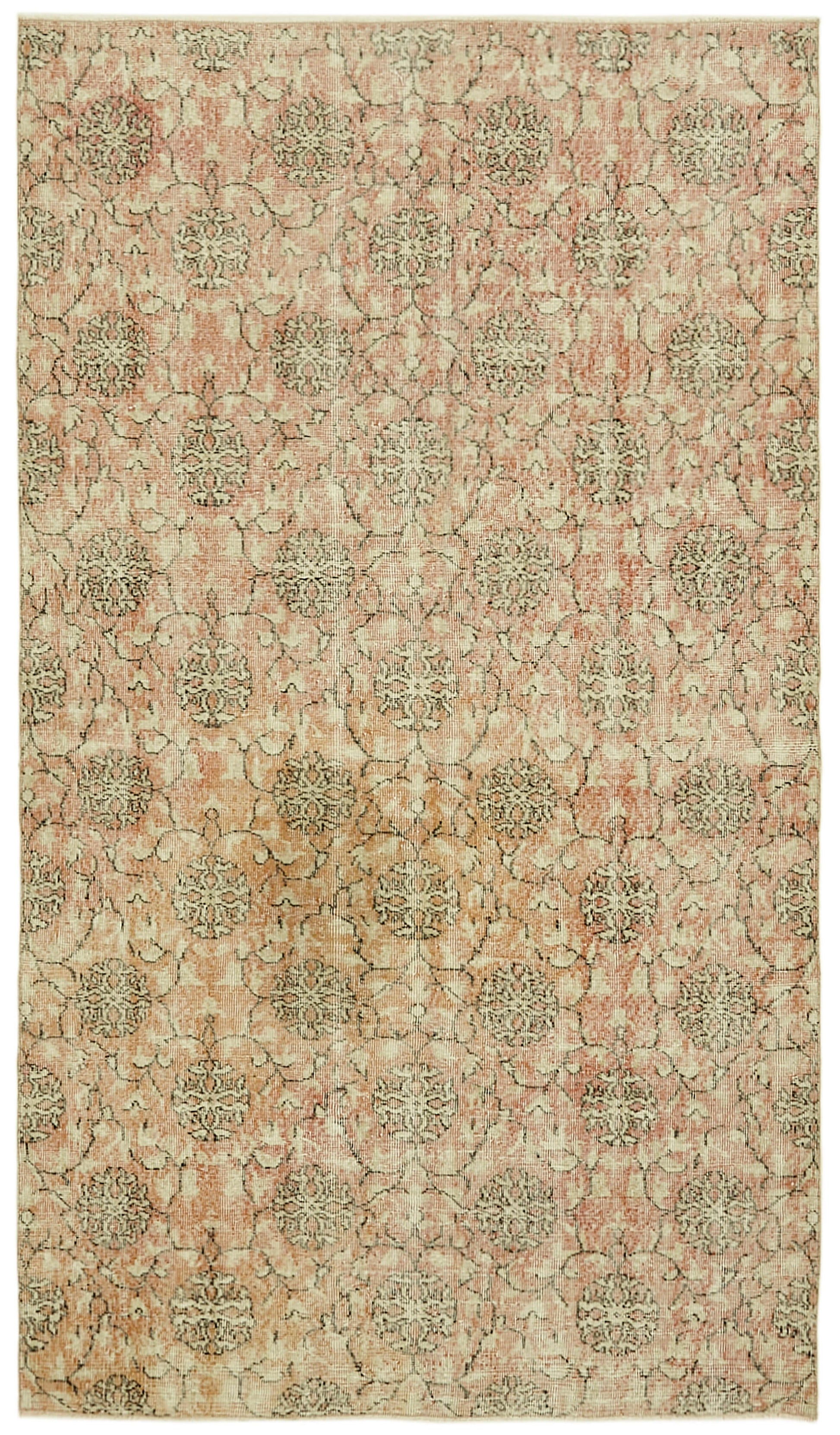 5x8 Beige Turkish Vintage Area Rug - 42076