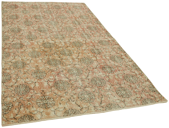 5x8 Beige Turkish Vintage Area Rug - 42076