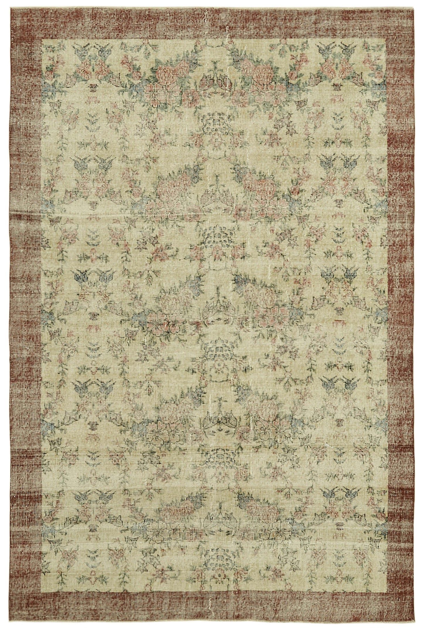 6x10 Beige Turkish Vintage Area Rug - 42080