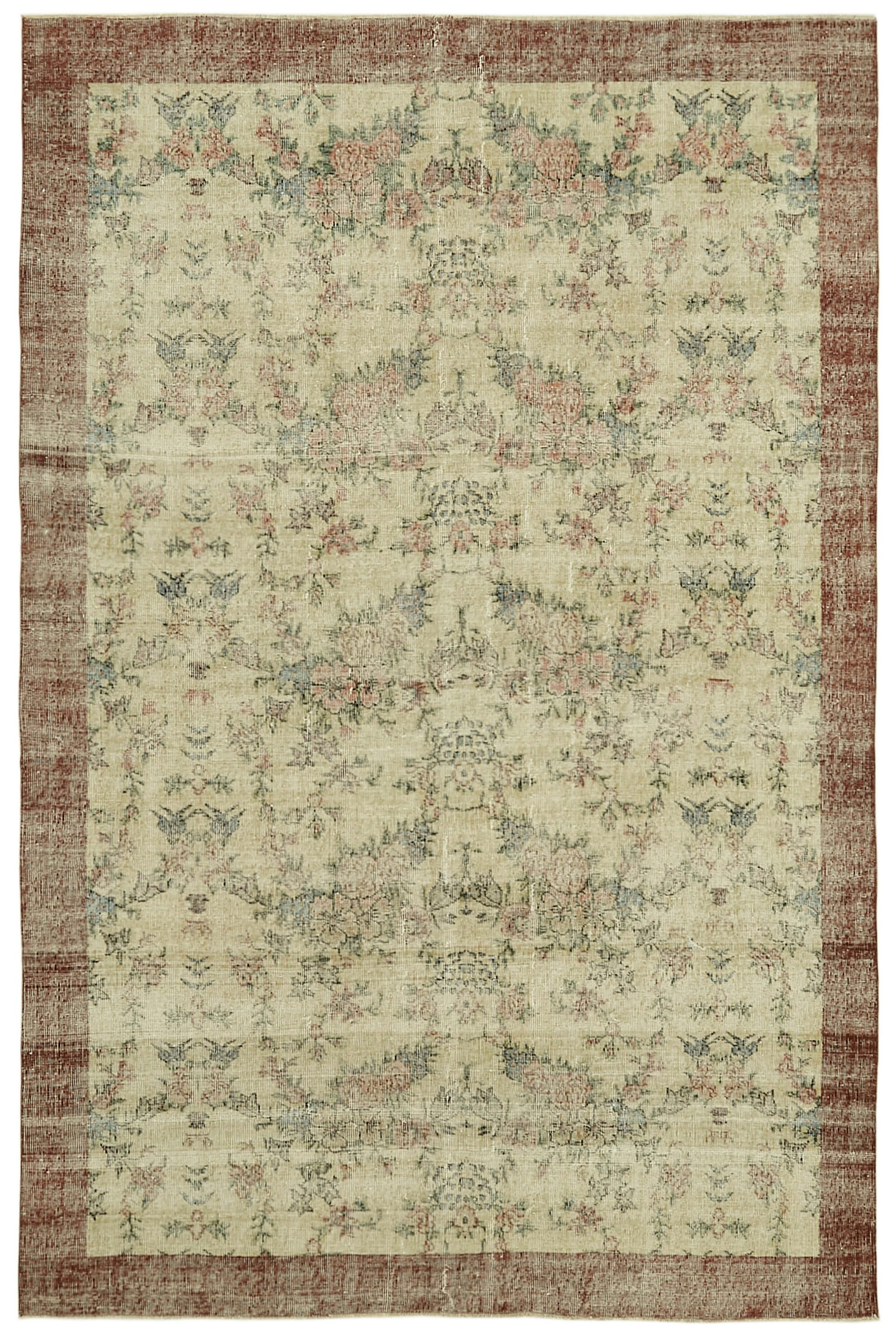 6x10 Beige Turkish Vintage Area Rug - 42080
