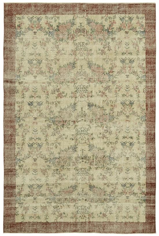 6x10 Beige Turkish Vintage Area Rug - 42080