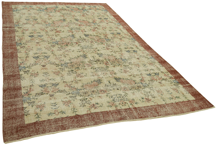 6x10 Beige Turkish Vintage Area Rug - 42080