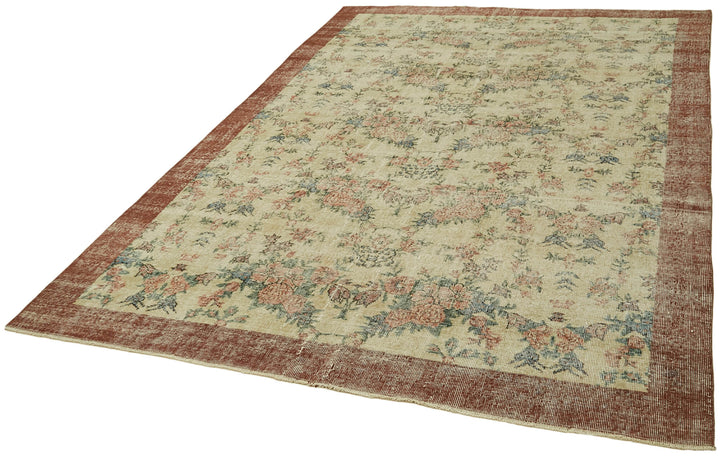 6x10 Beige Turkish Vintage Area Rug - 42080