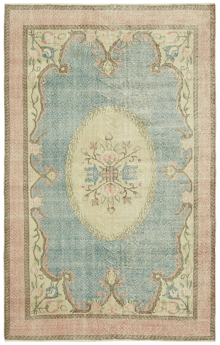 6x10 Beige Turkish Vintage Area Rug - 42087