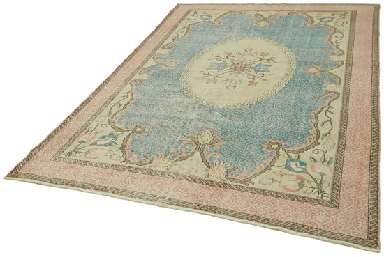 6x10 Beige Turkish Vintage Area Rug - 42087