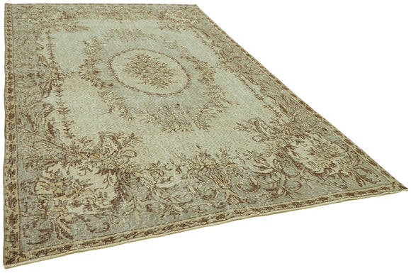 7x10 Beige Turkish Vintage Area Rug - 42089