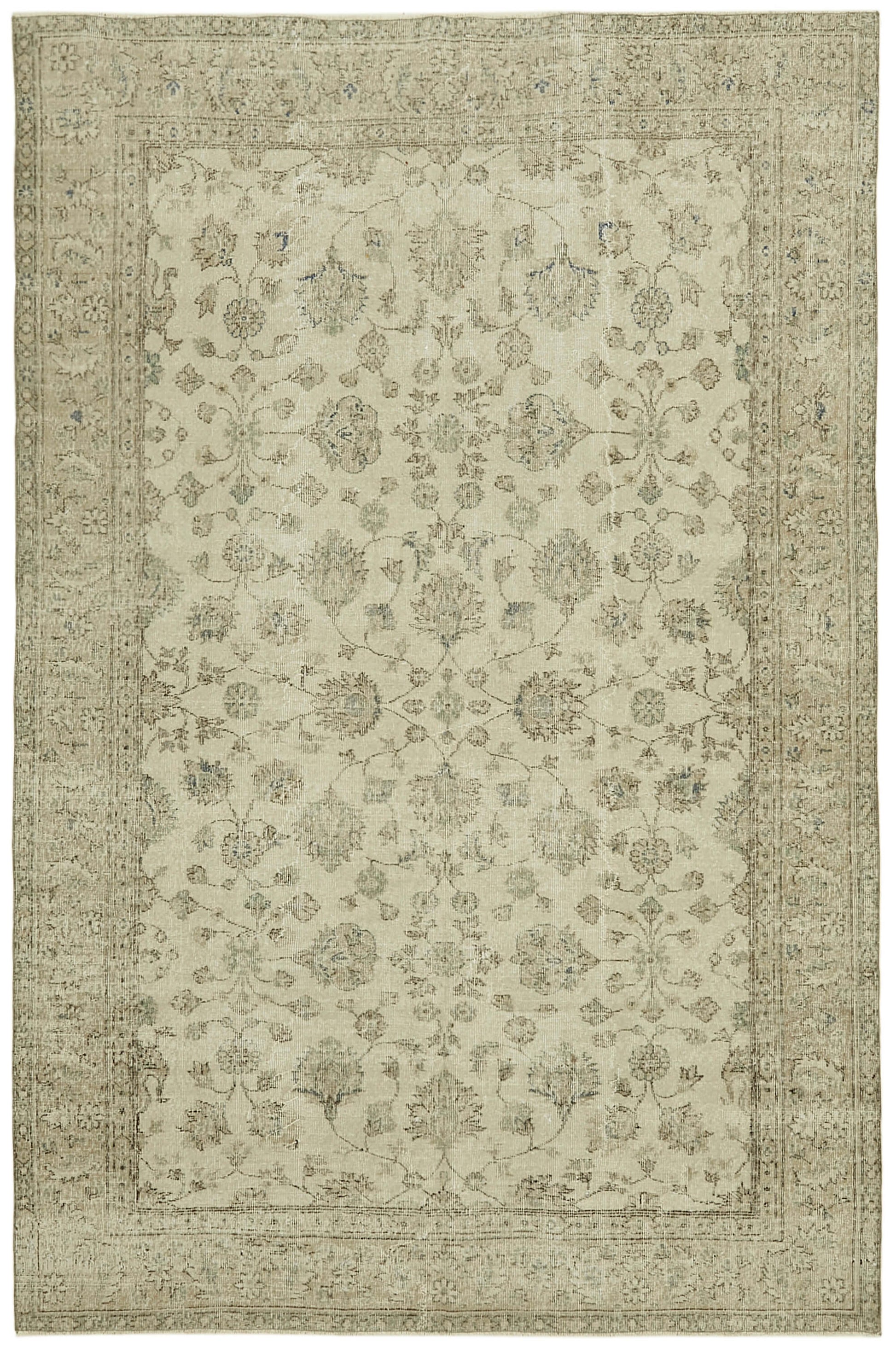6x10 Beige Turkish Vintage Area Rug - 42092