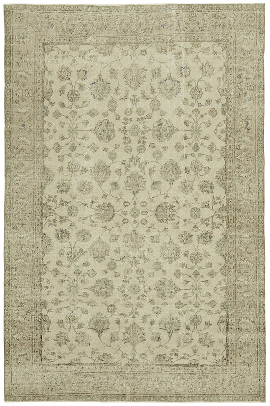 6x10 Beige Turkish Vintage Area Rug - 42092