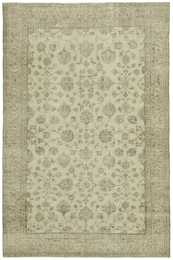 6x10 Beige Turkish Vintage Area Rug - 42092
