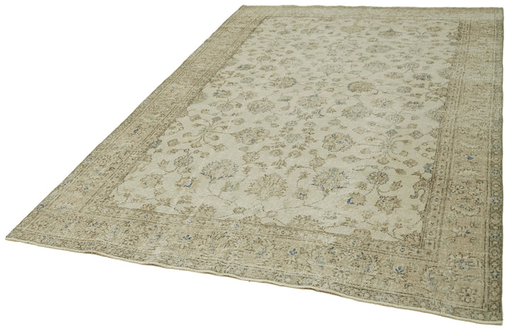6x10 Beige Turkish Vintage Area Rug - 42092