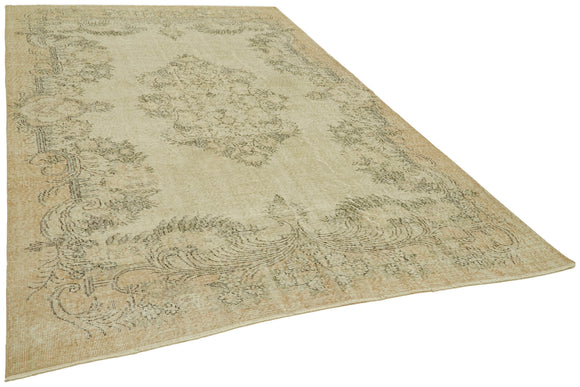 7x10 Beige Turkish Vintage Area Rug - 42099