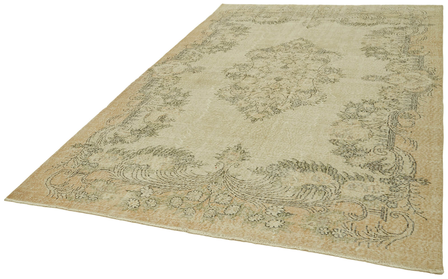 7x10 Beige Turkish Vintage Area Rug - 42099
