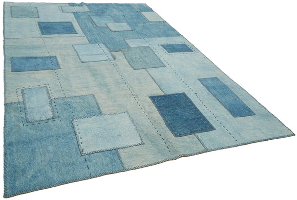 7x10 Blue Hemp Kilim Rug - 42102