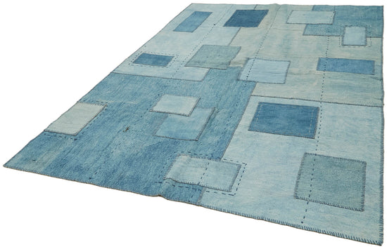 7x10 Blue Hemp Kilim Rug - 42102