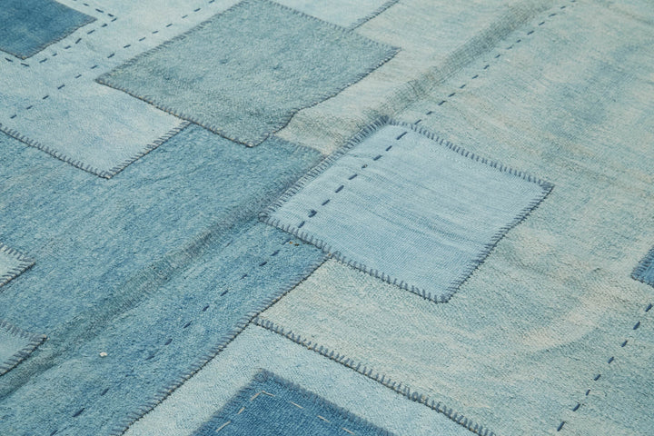 7x10 Blue Hemp Kilim Rug - 42102