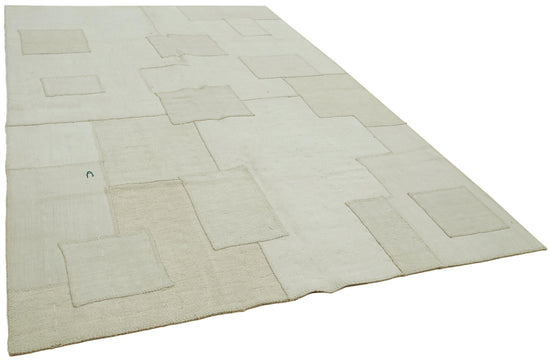 7x10 White Hemp Kilim Rug - 42103