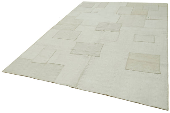 7x10 White Hemp Kilim Rug - 42103
