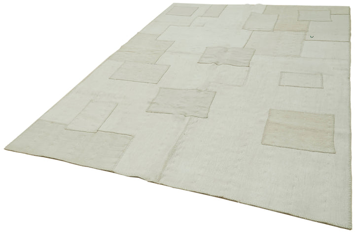 7x10 White Hemp Kilim Rug - 42103