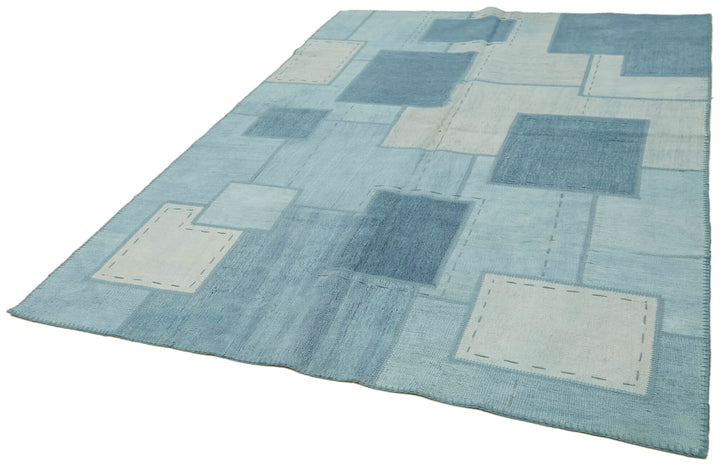 7x10 Blue Hemp Kilim Rug - 42104