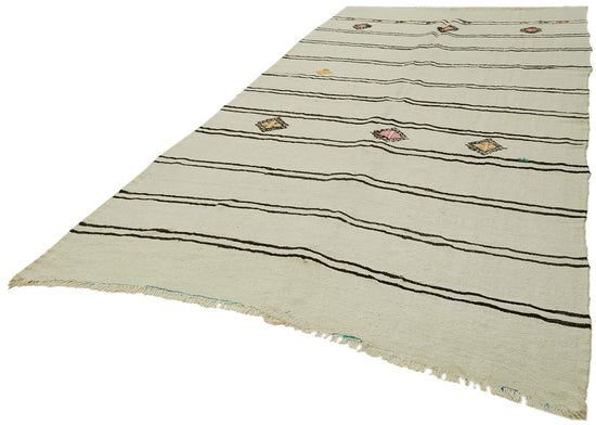7x12 Beige Hemp Kilim Rug - 42116