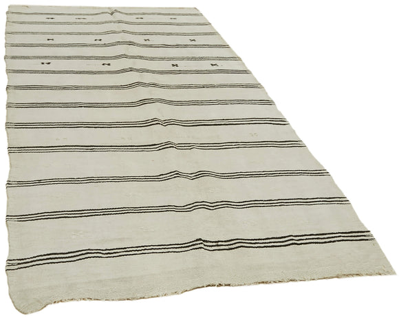 5x10 White Hemp Kilim Rug - 42134
