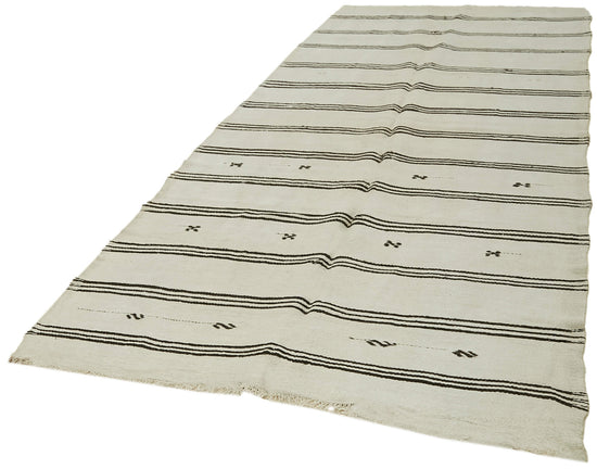 5x10 White Hemp Kilim Rug - 42134