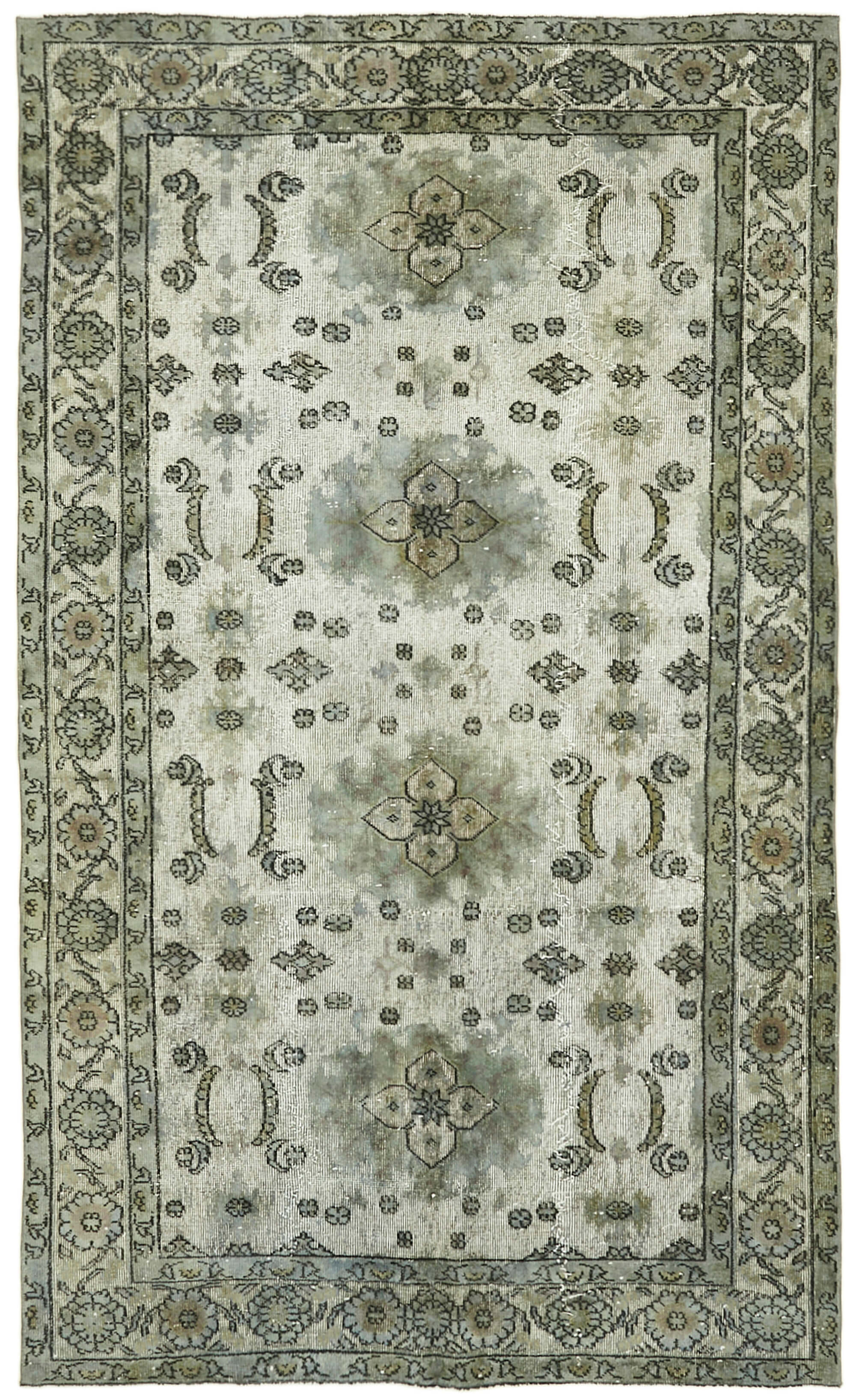 6x9 Vintage Hand-Carved Turkish Rug - 42577