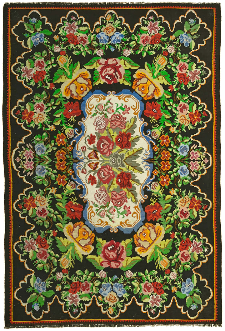 6x9 Multicolor Vintage Moldovan Kilim Rug - 42686