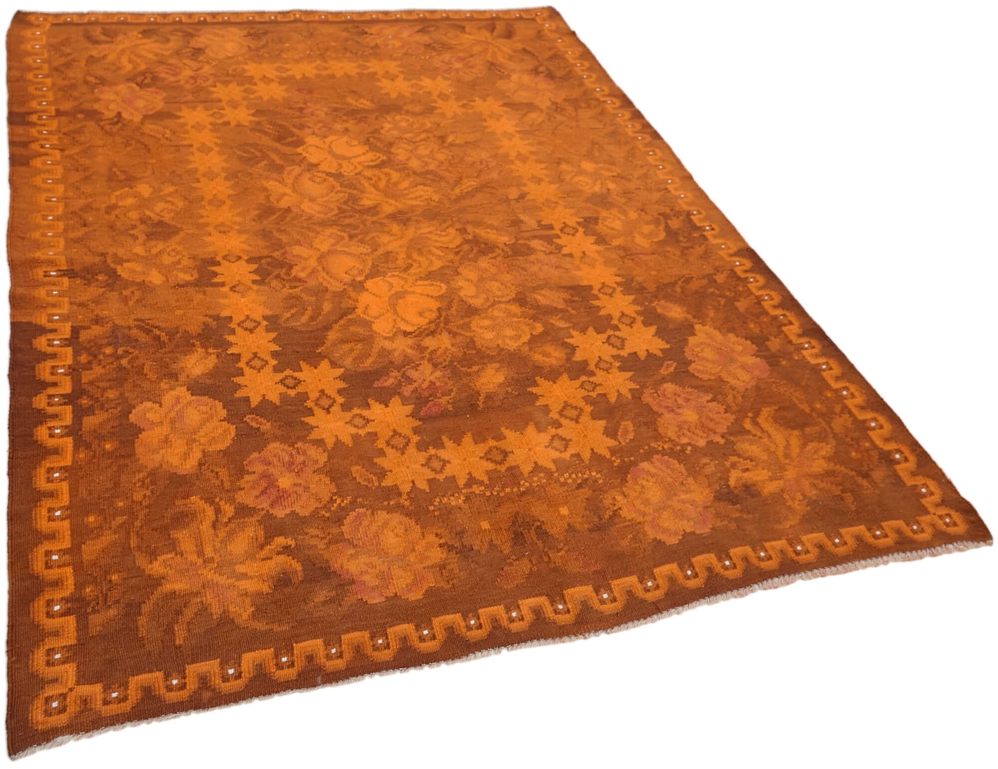 6x8 Orange Vintage Moldovan Kilim Rug - 42691