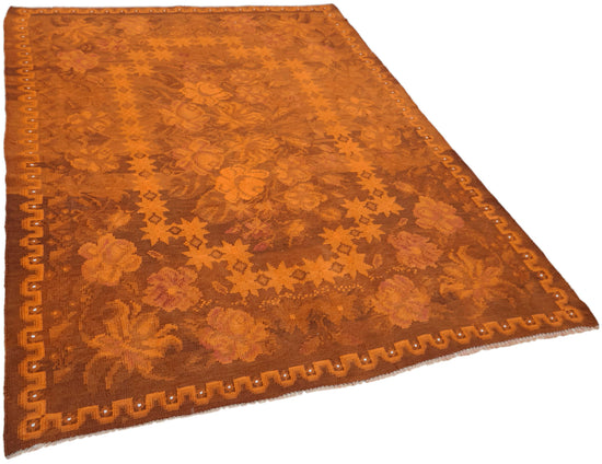 6x8 Orange Vintage Moldovan Kilim Rug - 42691