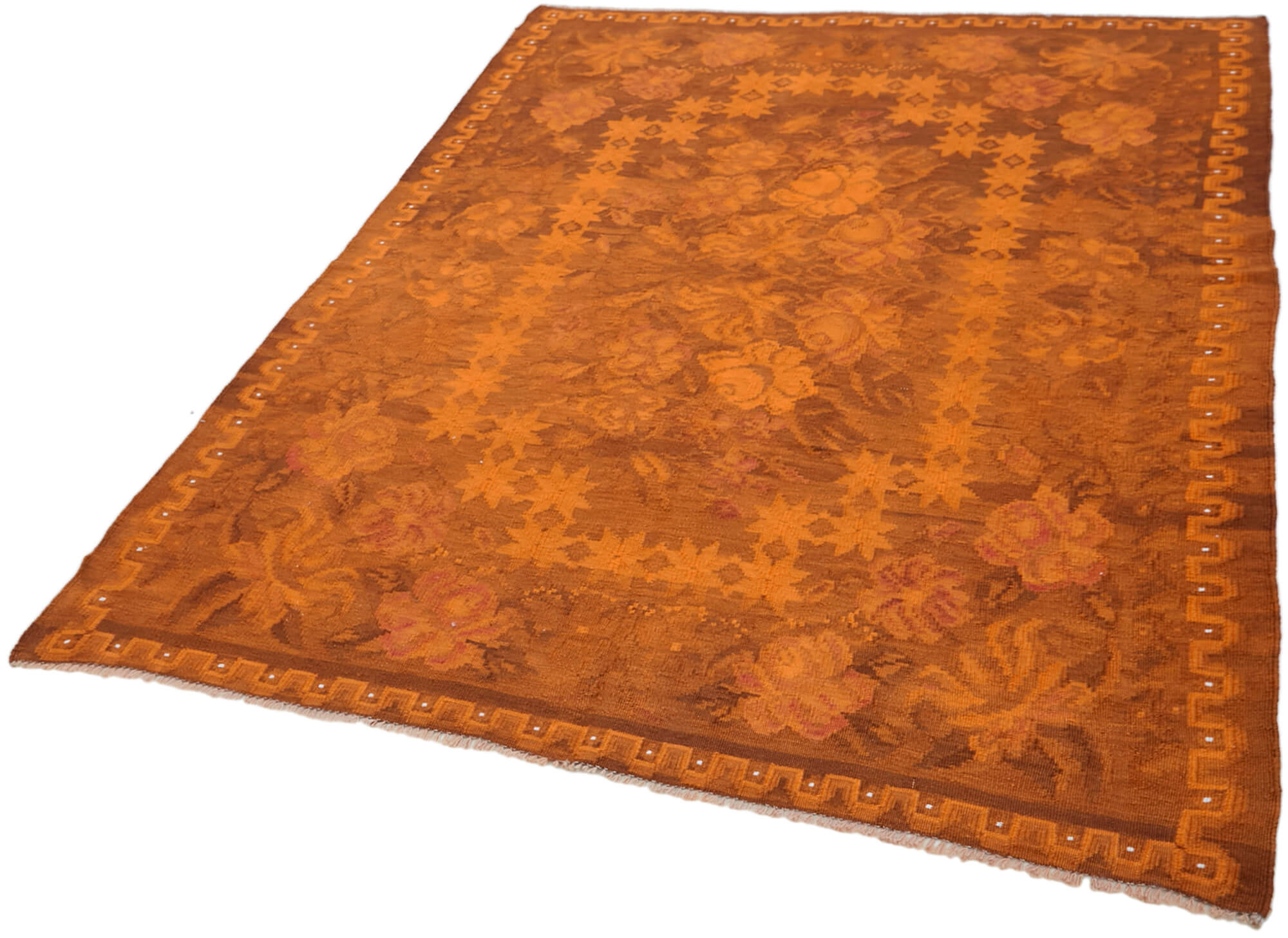 6x8 Orange Vintage Moldovan Kilim Rug - 42691