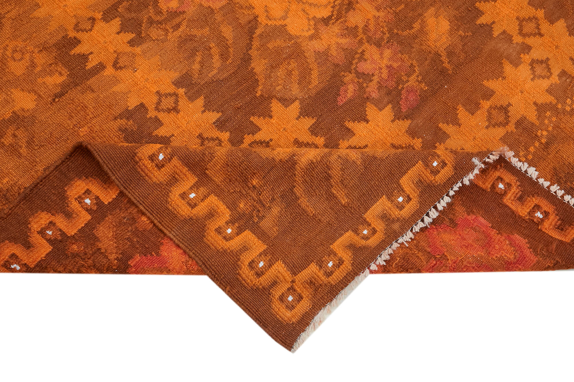 6x8 Orange Vintage Moldovan Kilim Rug - 42691
