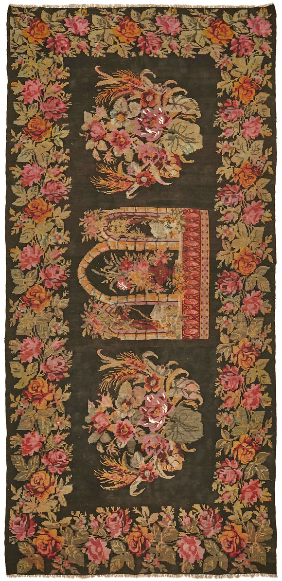 5x11 Multicolor Vintage Moldovan Kilim Rug - 42698