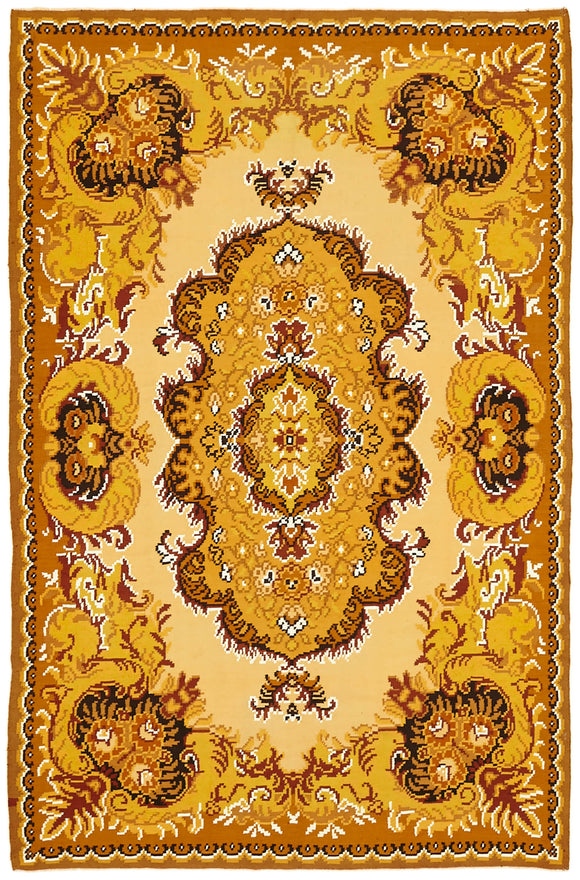 6x9 Brown Vintage Moldovan Kilim Rug - 42702