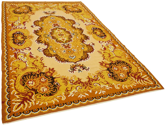 6x9 Brown Vintage Moldovan Kilim Rug - 42702