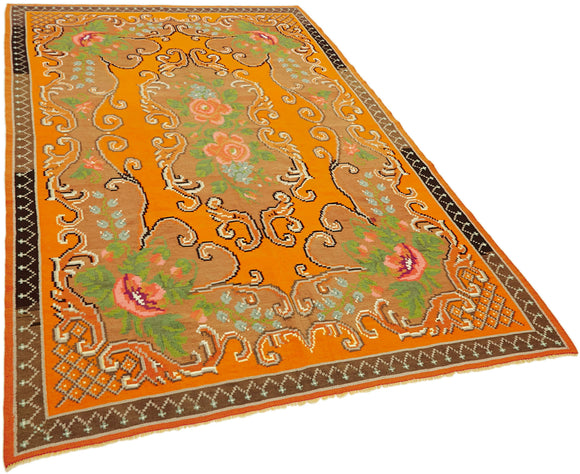 6x9 Orange Vintage Moldovan Kilim Rug - 42708