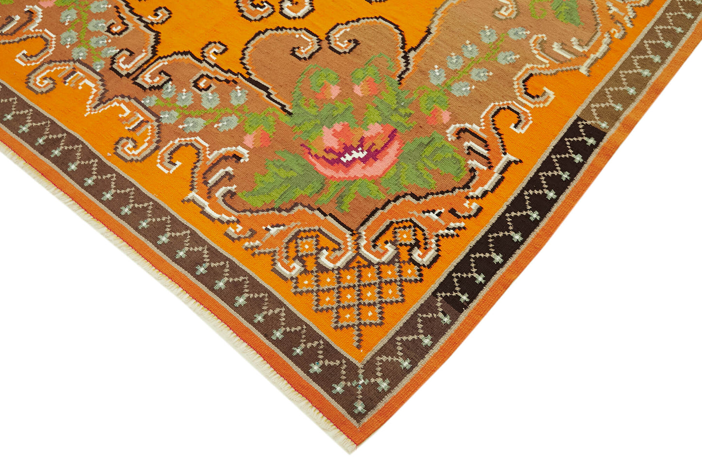 6x9 Orange Vintage Moldovan Kilim Rug - 42708