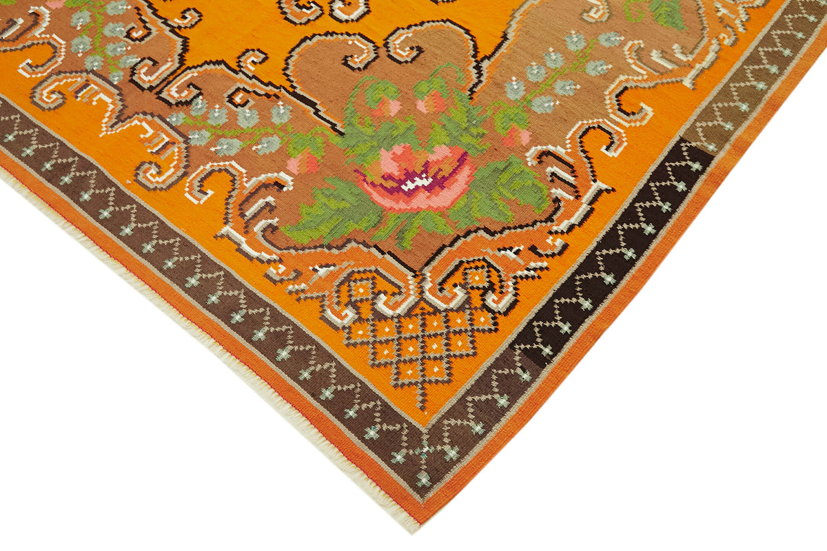 6x9 Orange Vintage Moldovan Kilim Rug - 42708