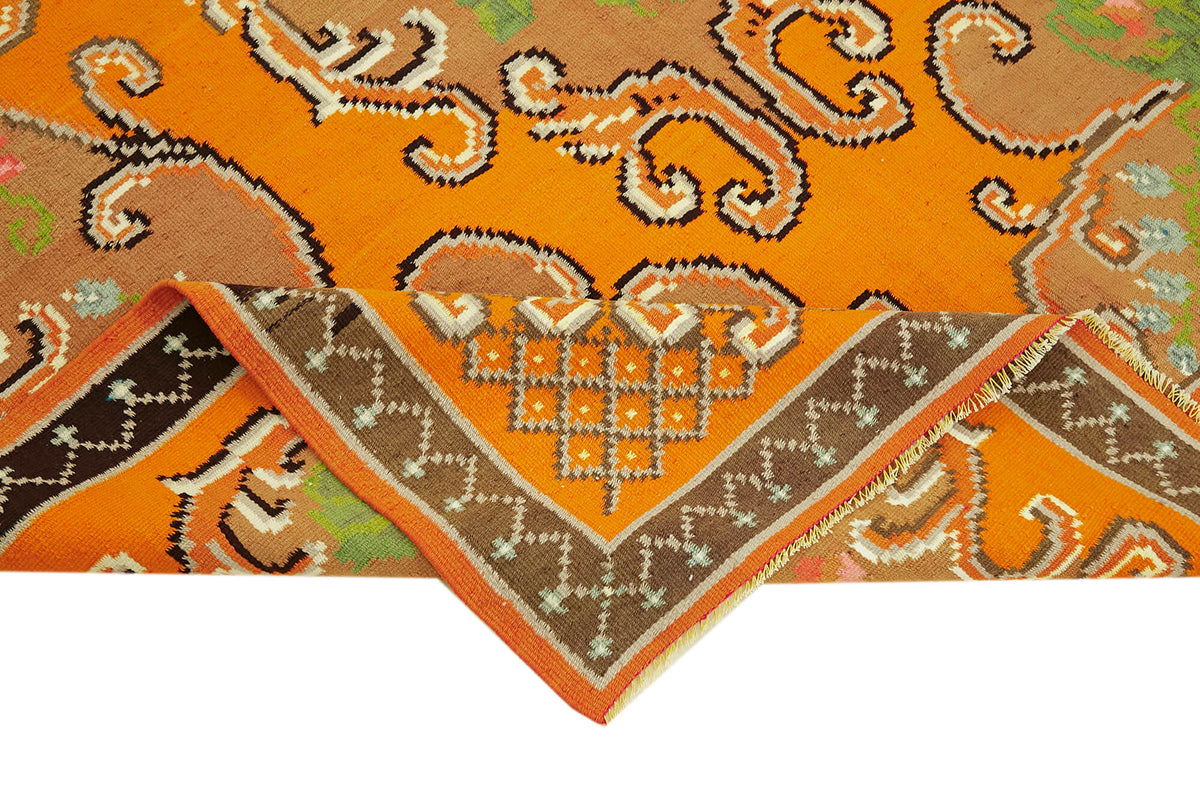 6x9 Orange Vintage Moldovan Kilim Rug - 42708