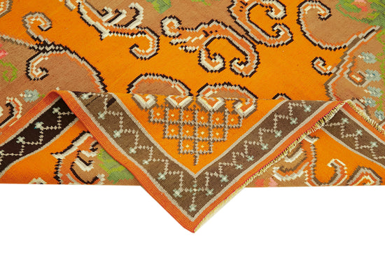 6x9 Orange Vintage Moldovan Kilim Rug - 42708
