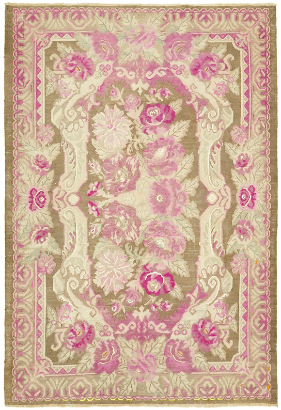 7x10 Beige Vintage Moldovan Kilim Rug - 42712