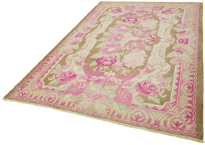 7x10 Beige Vintage Moldovan Kilim Rug - 42712