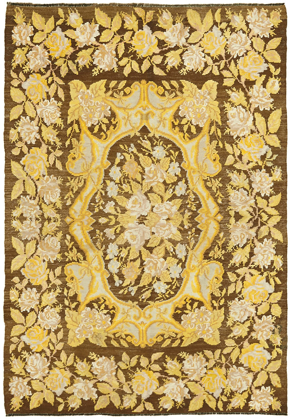 6x9 Brown Vintage Moldovan Kilim Rug - 42713