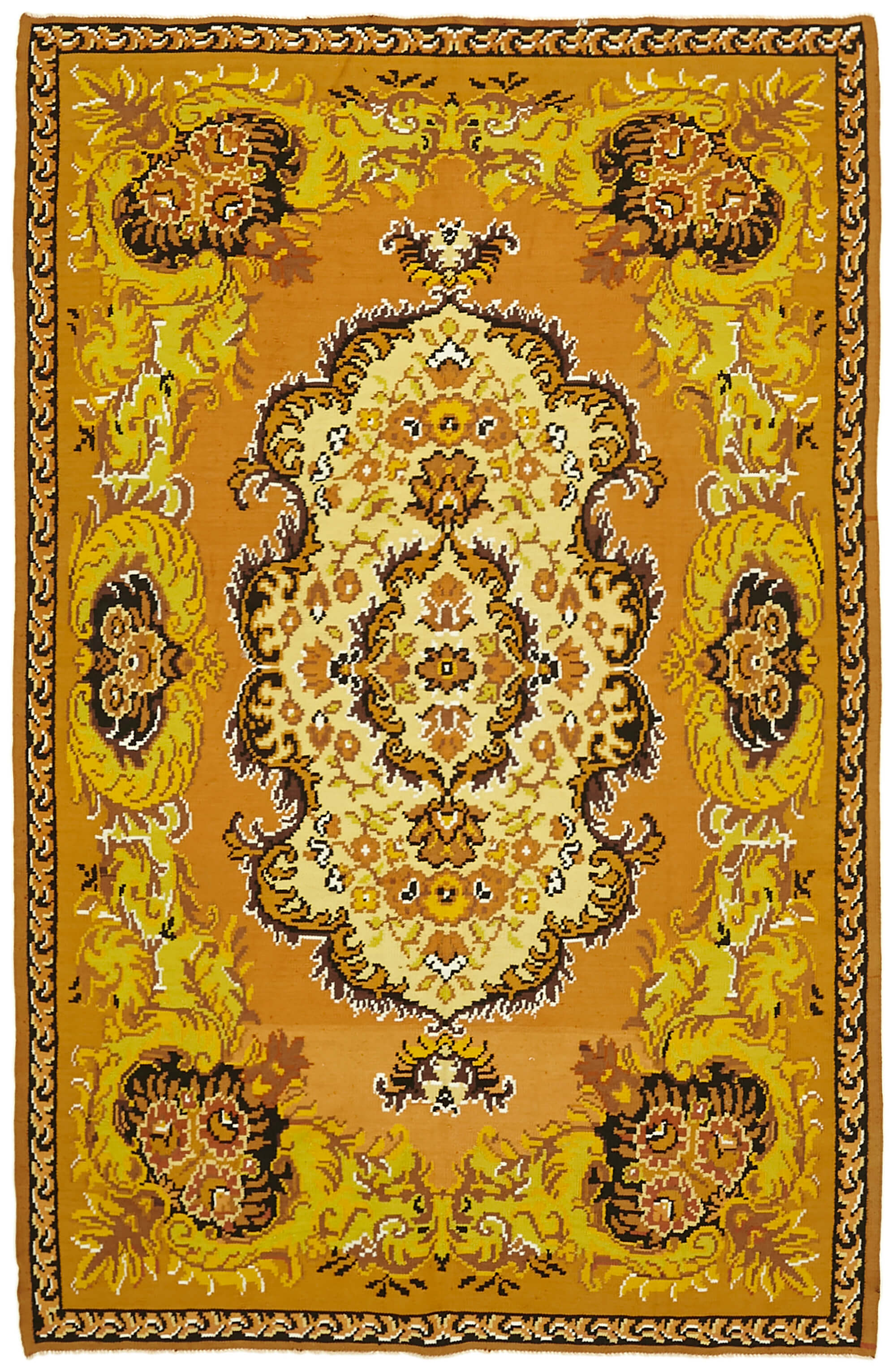 6x9 Yellow Vintage Moldovan Kilim Rug - 42717