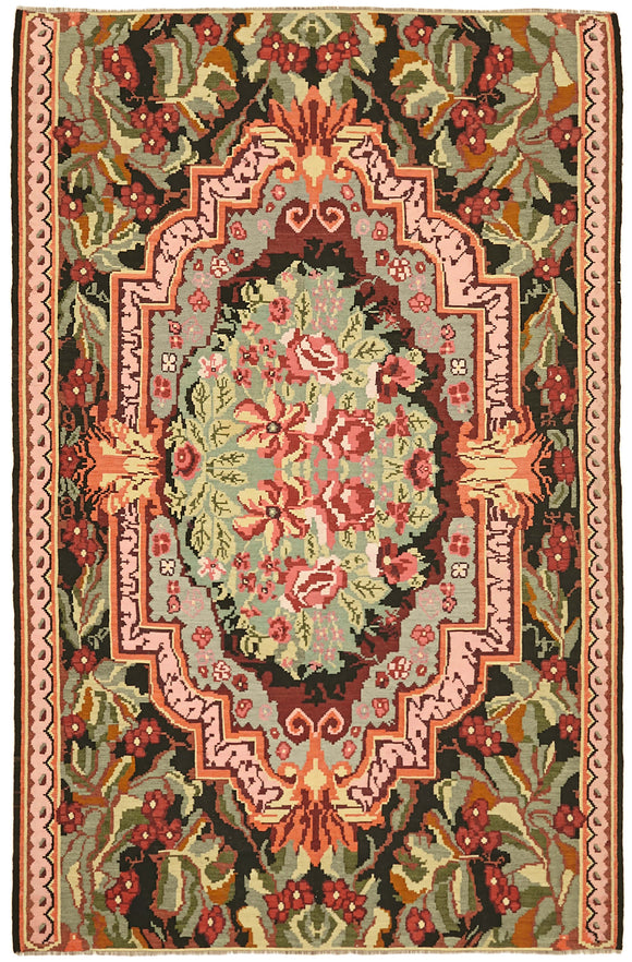 6x9 Multicolor Vintage Moldovan Kilim Rug - 42791