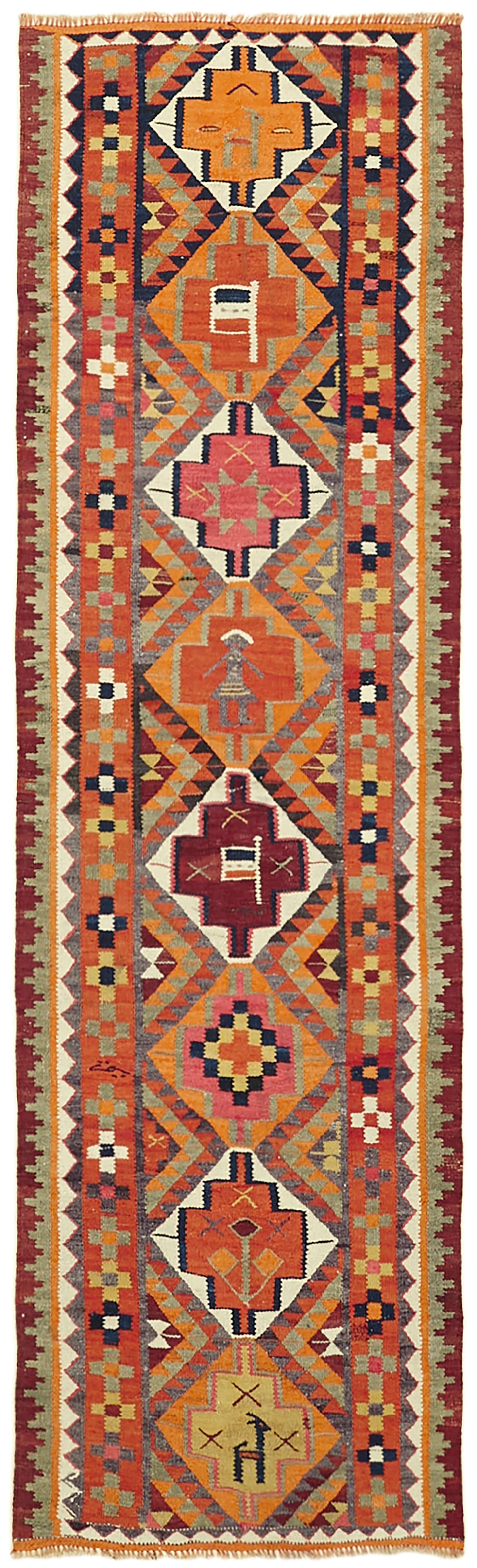 3x9 Multicolor Boho Runner Kilim Rugs - 42794